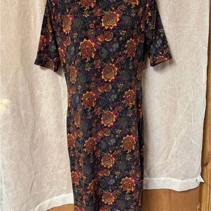 LuLaRoe Black and floral Sheath Midi Dress